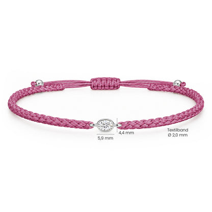 ORELIA Textilarmband berry mit 0.20 ct. Lab Grown Diamond