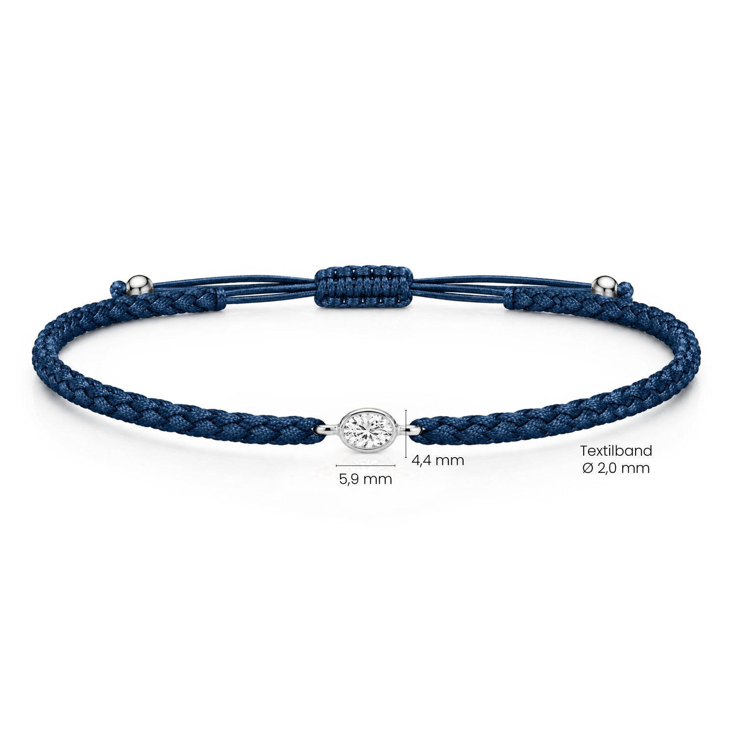 ORELIA Textilarmband dunkelblau mit 0.20 ct. Lab Grown Diamond