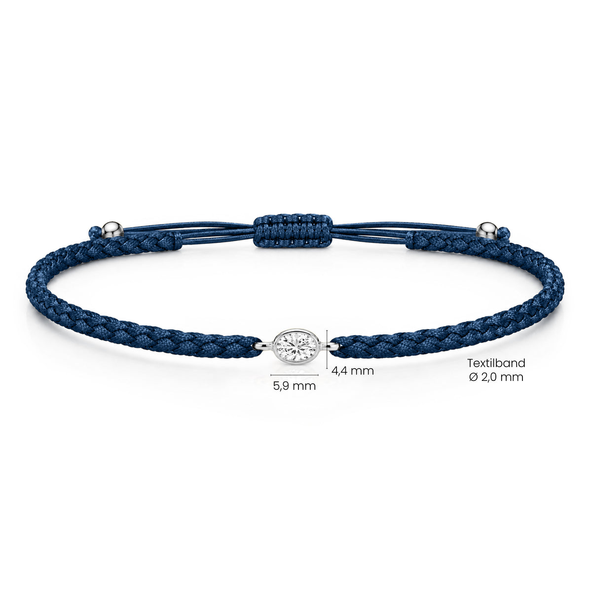 ORELIA Textilarmband dunkelblau mit 0.20 ct. Lab Grown Diamond