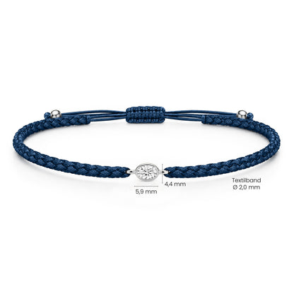 ORELIA Textilarmband dunkelblau mit 0.20 ct. Lab Grown Diamond