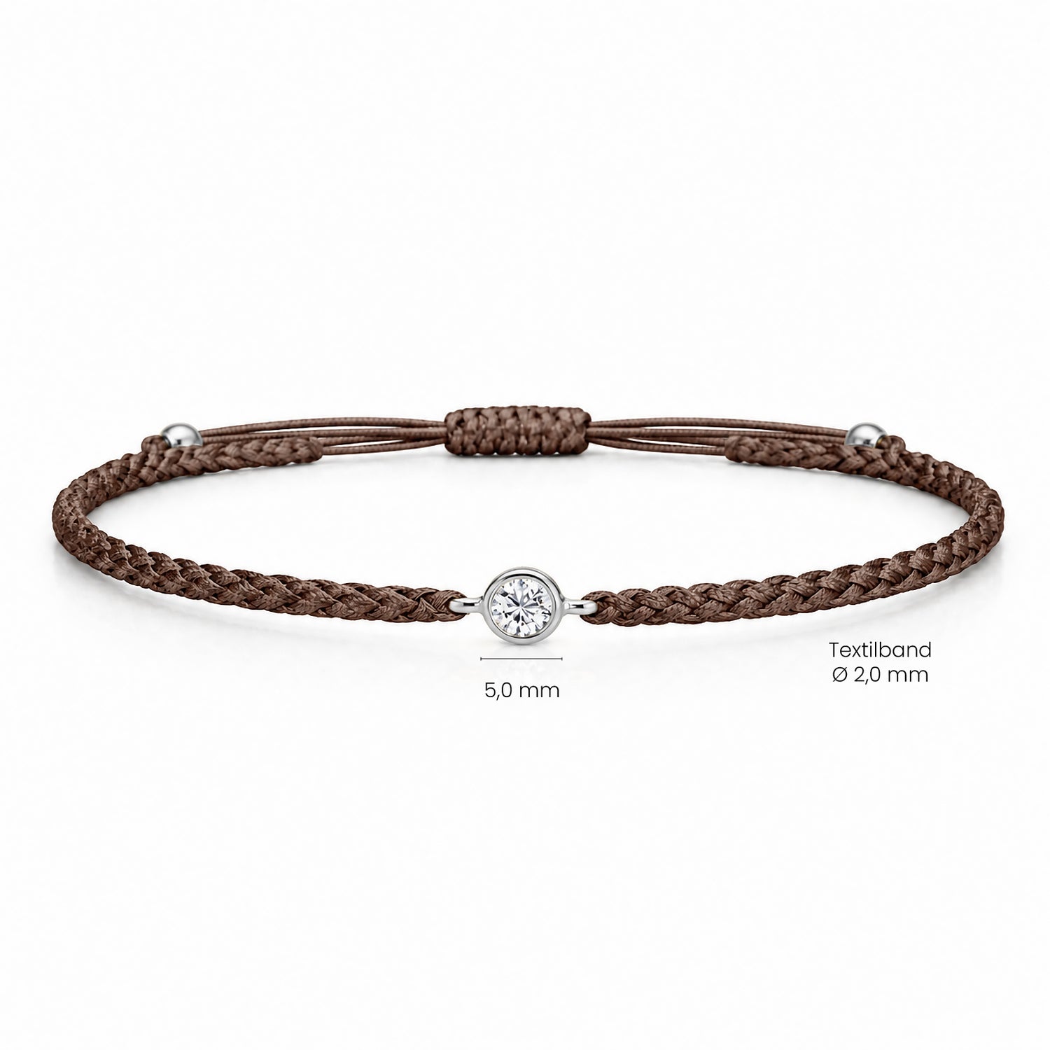 SOLEA Textilarmband braun mit 0.20 ct. Lab Grown Diamond