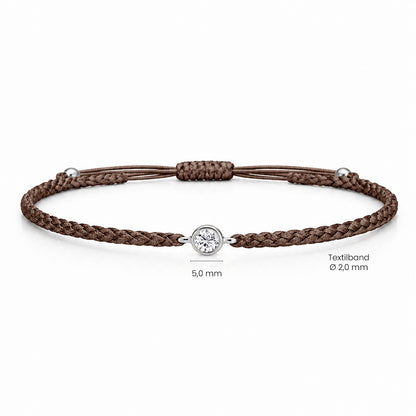 SOLEA Textilarmband braun mit 0.20 ct. Lab Grown Diamond