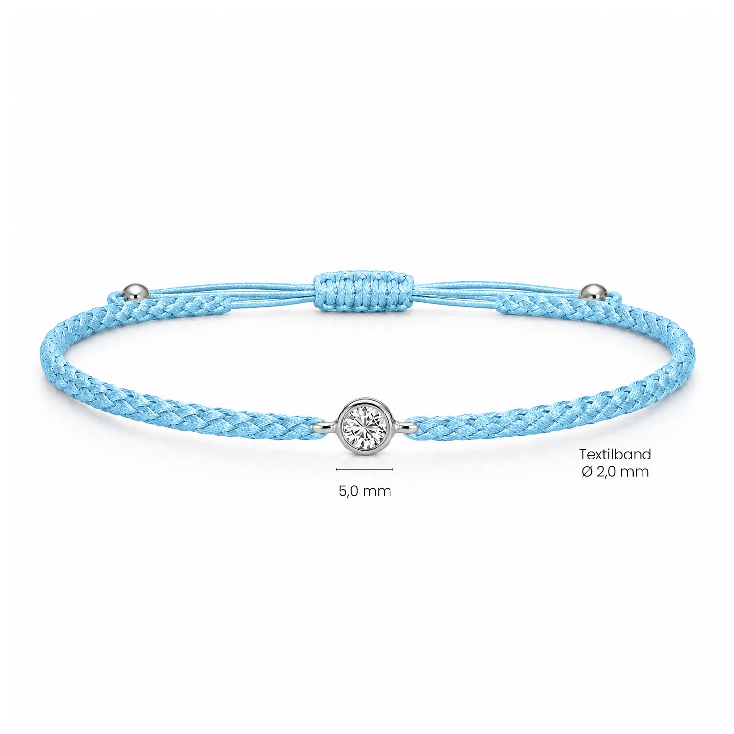 SOLEA Textilarmband hellblau mit 0.20 ct. Lab Grown Diamond