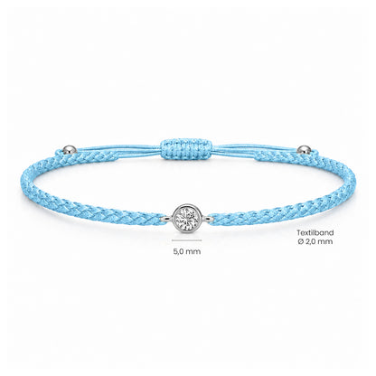 SOLEA Textilarmband hellblau mit 0.20 ct. Lab Grown Diamond