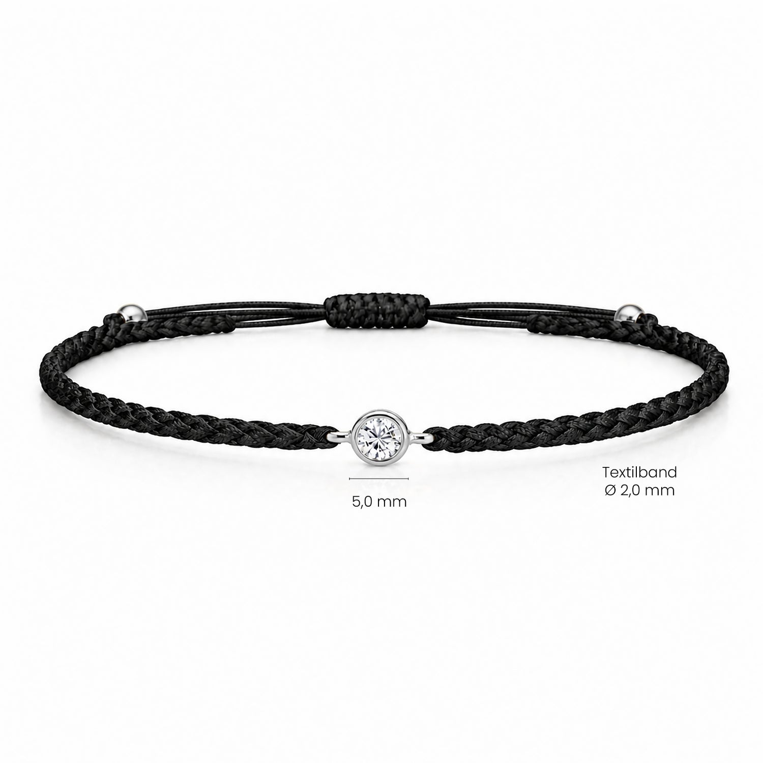 SOLEA Textilarmband schwarz mit 0.20 ct. Lab Grown Diamond