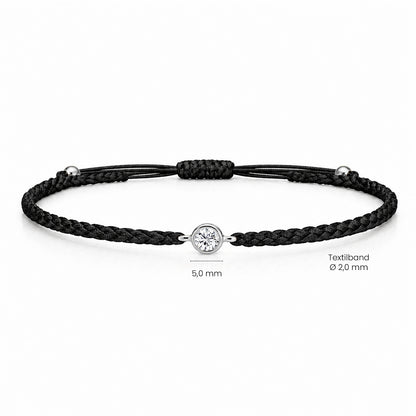 SOLEA Textilarmband schwarz mit 0.20 ct. Lab Grown Diamond