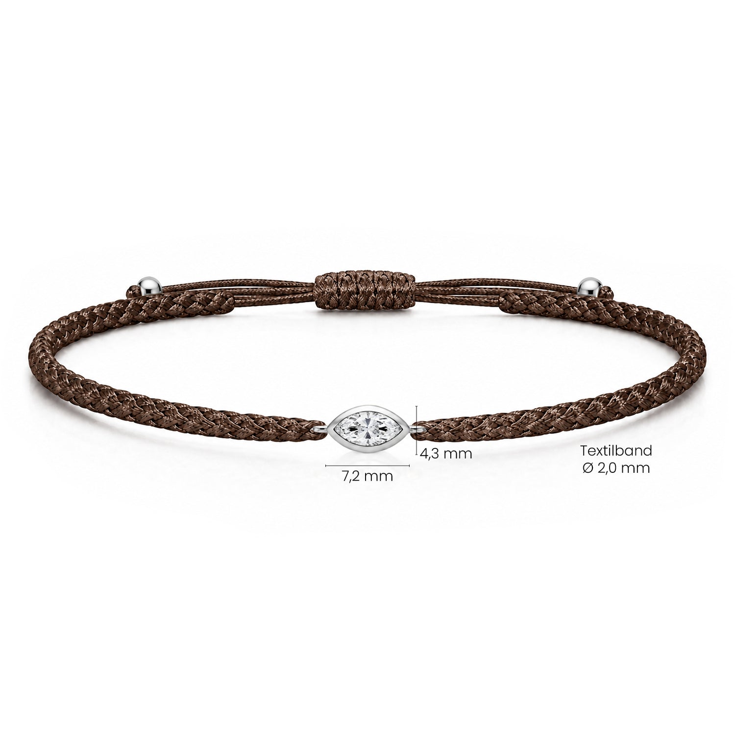VELIA Textilarmband braun mit 0.20 ct. Lab Grown Diamond