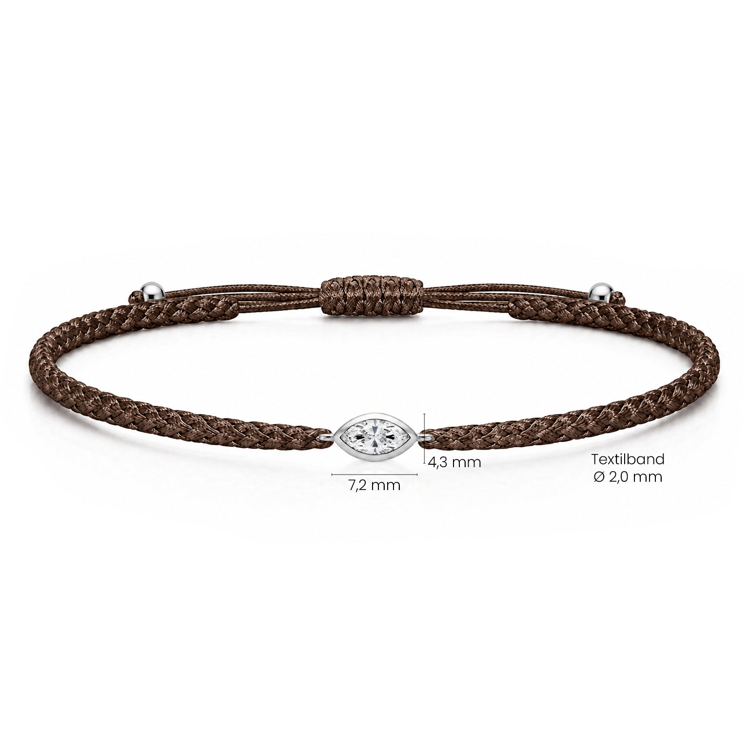 VELIA Textilarmband braun mit 0.20 ct. Lab Grown Diamond