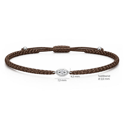VELIA Textilarmband braun mit 0.20 ct. Lab Grown Diamond