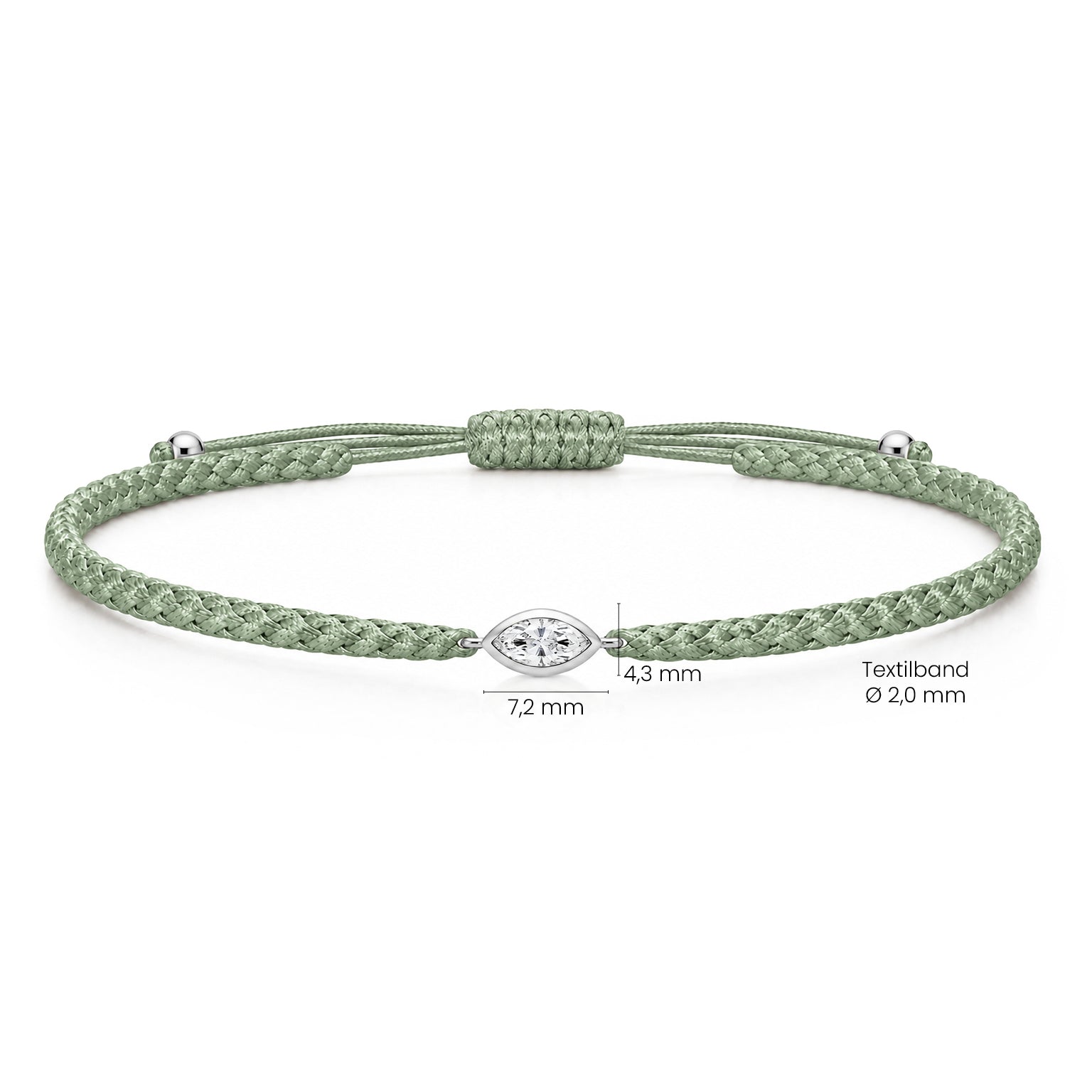 VELIA Textilarmband grün mit 0.20 ct. Lab Grown Diamond
