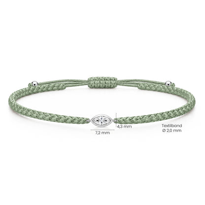 VELIA Textilarmband grün mit 0.20 ct. Lab Grown Diamond