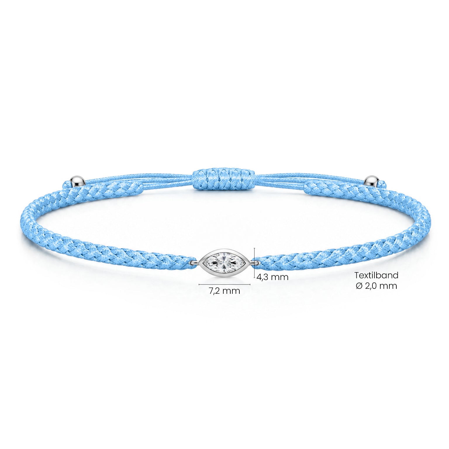 VELIA Textilarmband hellblau mit 0.20 ct. Lab Grown Diamond