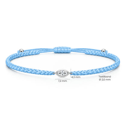 VELIA Textilarmband hellblau mit 0.20 ct. Lab Grown Diamond