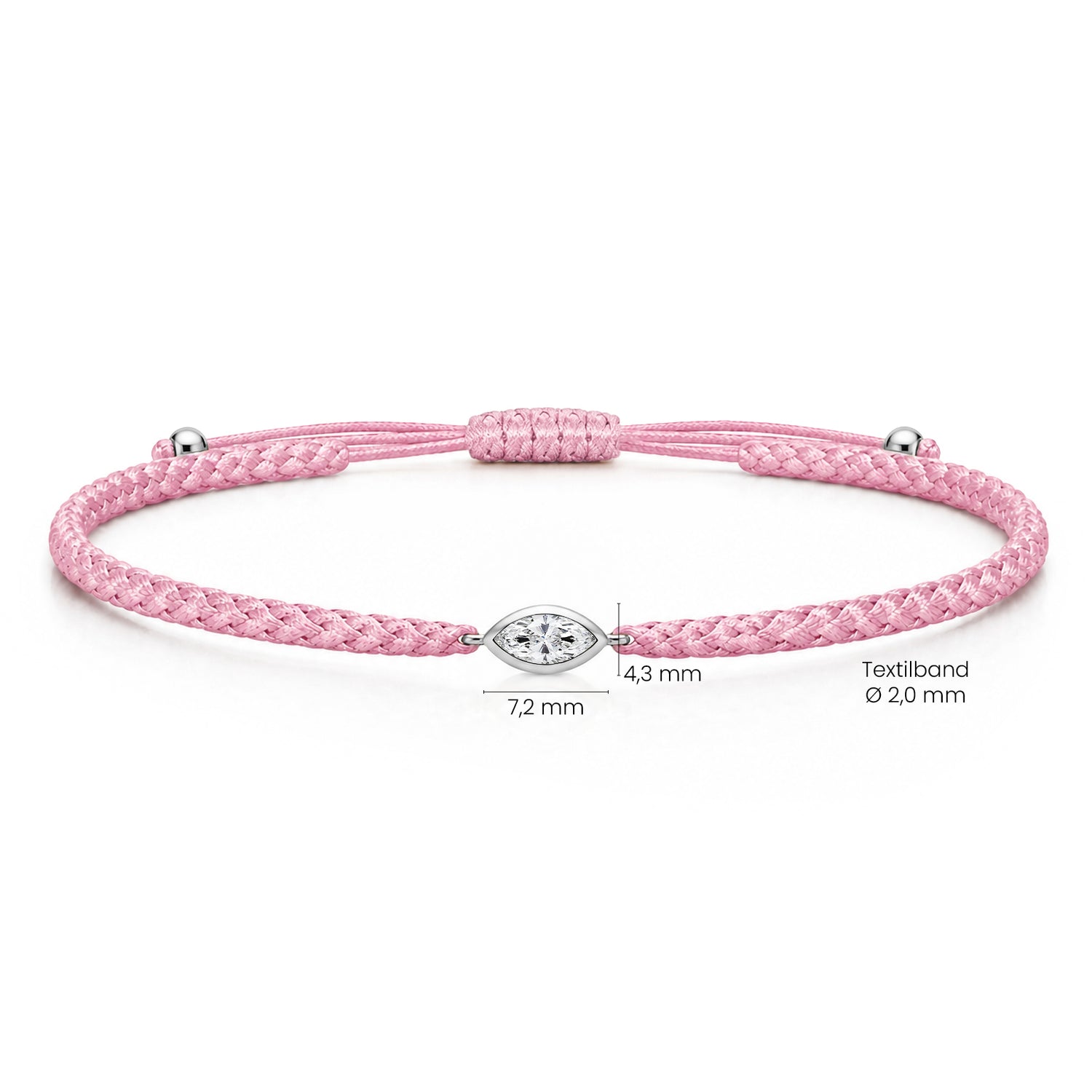 VELIA Textilarmband rosa mit 0.20 ct. Lab Grown Diamond