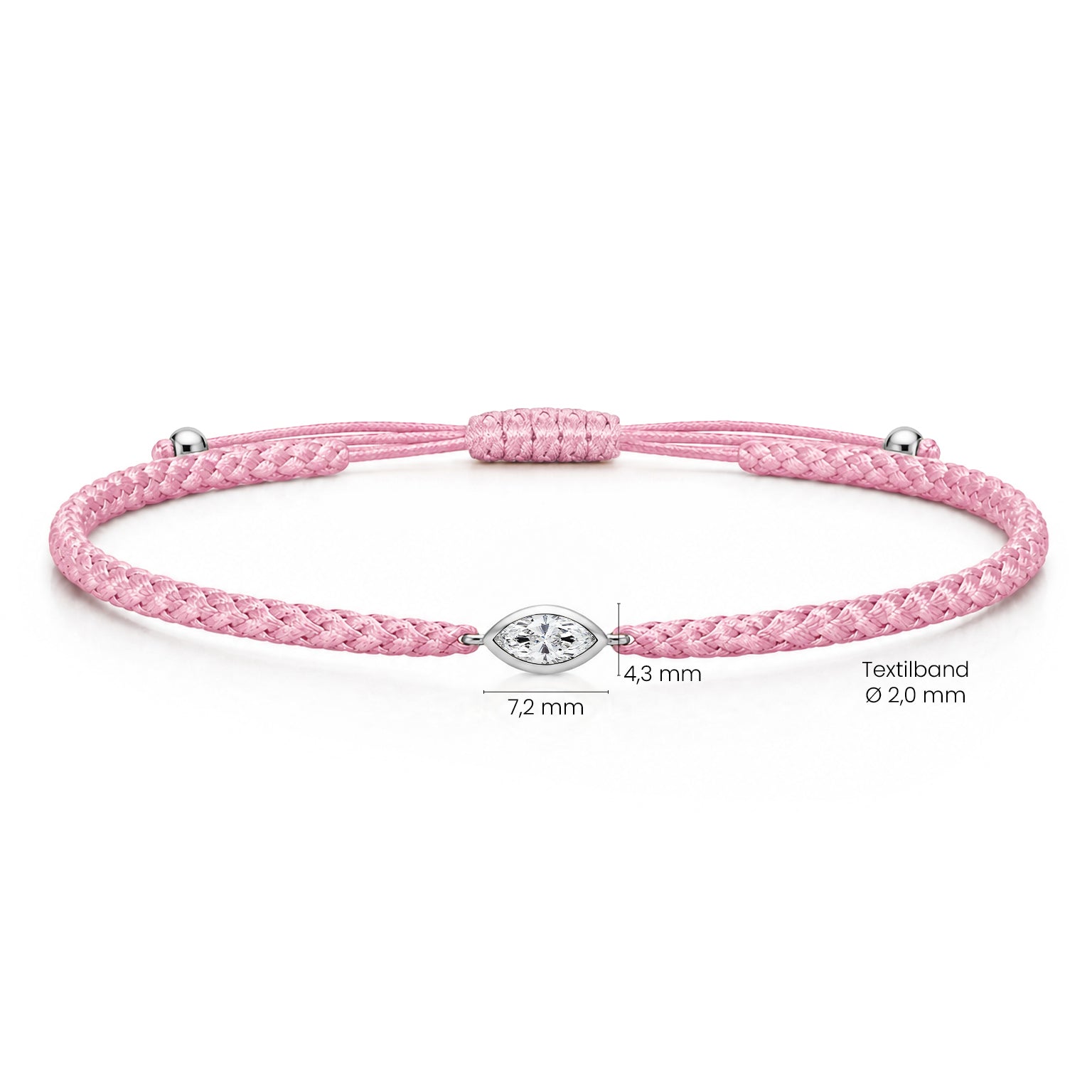 VELIA Textilarmband rosa mit 0.20 ct. Lab Grown Diamond