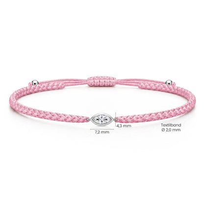 VELIA Textilarmband rosa mit 0.20 ct. Lab Grown Diamond