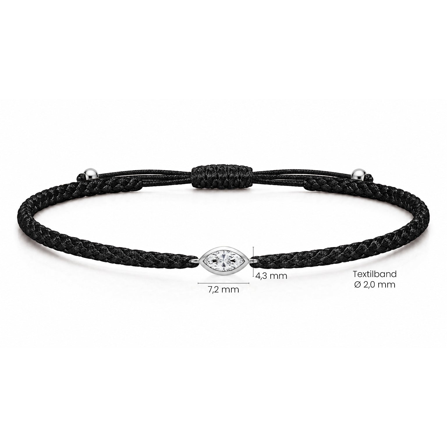 VELIA Textilarmband schwarz mit 0.20 ct. Lab Grown Diamond