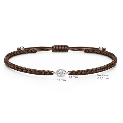 ORELIA Textilarmband braun mit 0.20 ct. Lab Grown Diamond