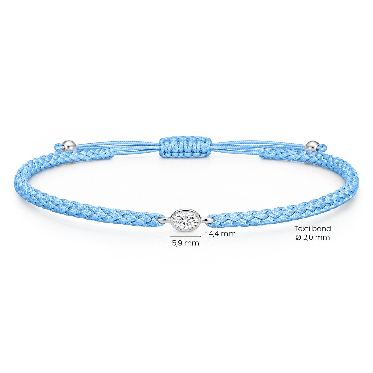 ORELIA Textilarmband hellblau mit 0.20 ct. Lab Grown Diamond