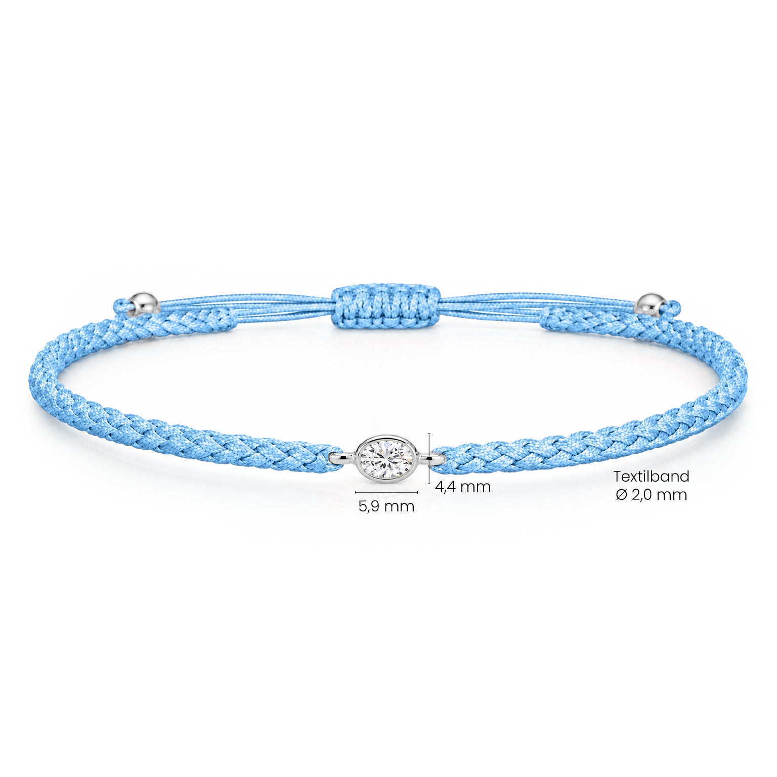 ORELIA Textilarmband hellblau mit 0.20 ct. Lab Grown Diamond