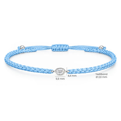 ORELIA Textilarmband hellblau mit 0.20 ct. Lab Grown Diamond