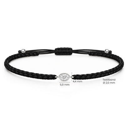 ORELIA Textilarmband schwarz mit 0.20 ct. Lab Grown Diamond