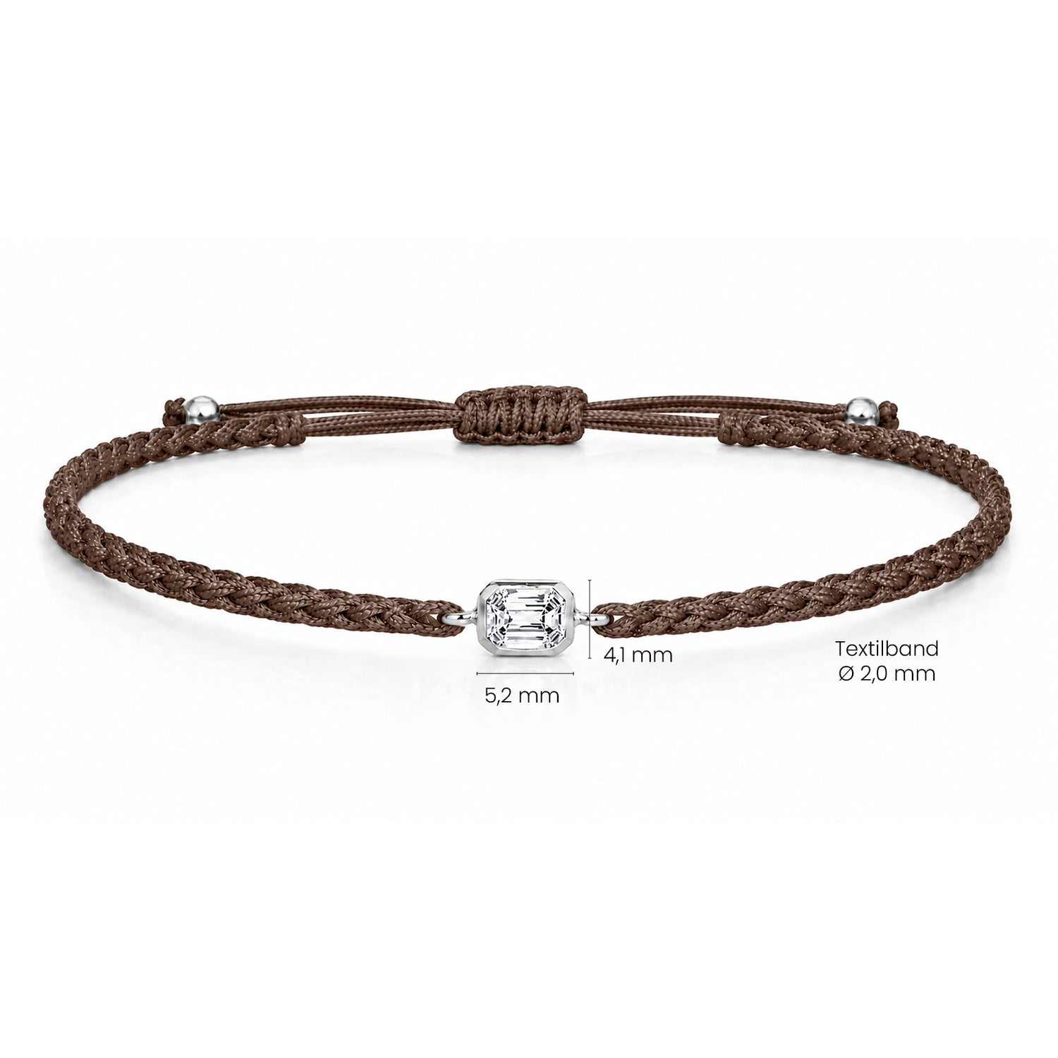 ELARA Textilarmband braun mit 0.20 ct. Lab Grown Diamond
