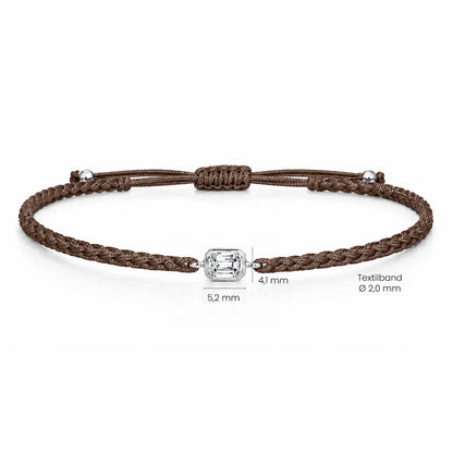 ELARA Textilarmband braun mit 0.20 ct. Lab Grown Diamond