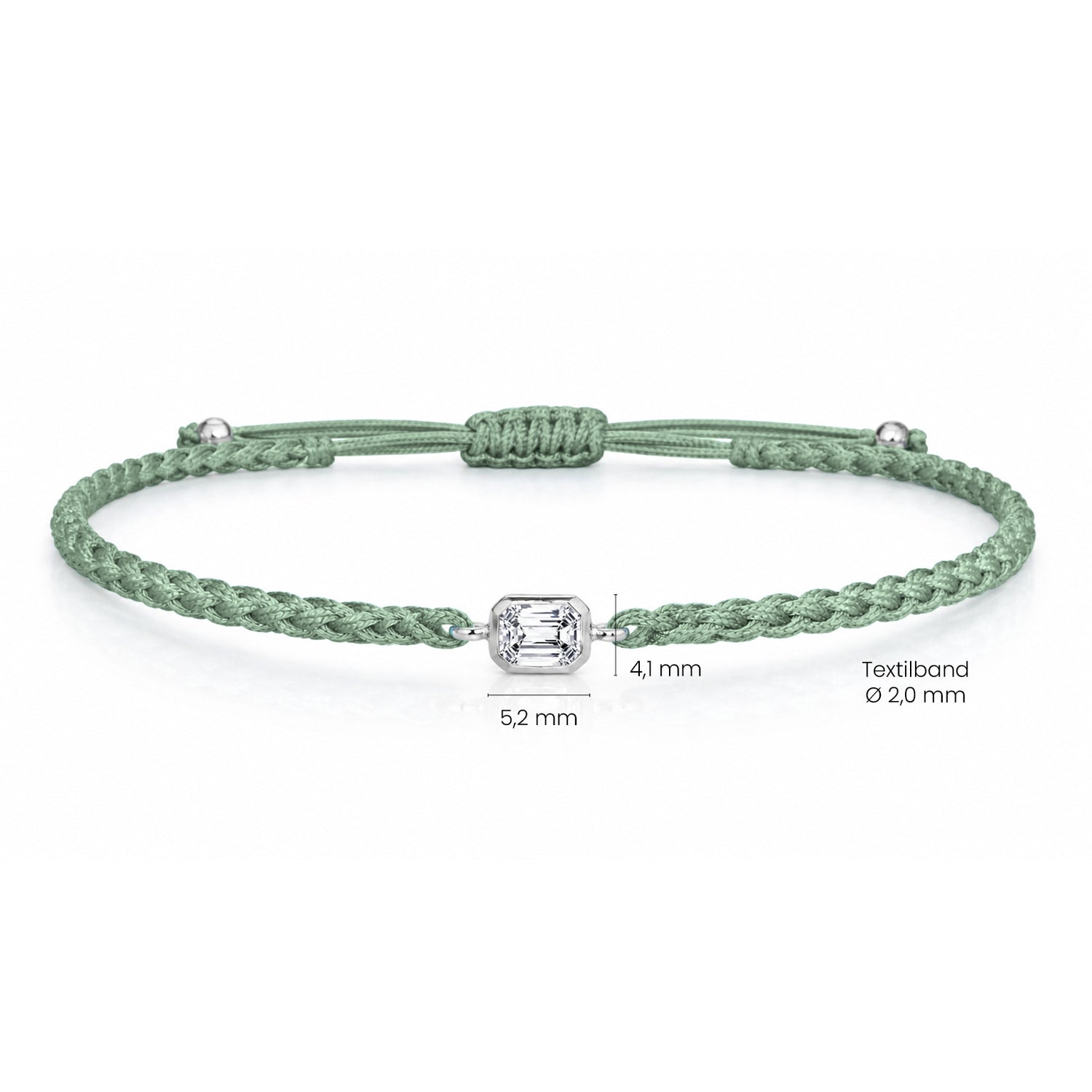 ELARA Textilarmband grün mit 0.20 ct. Lab Grown Diamond