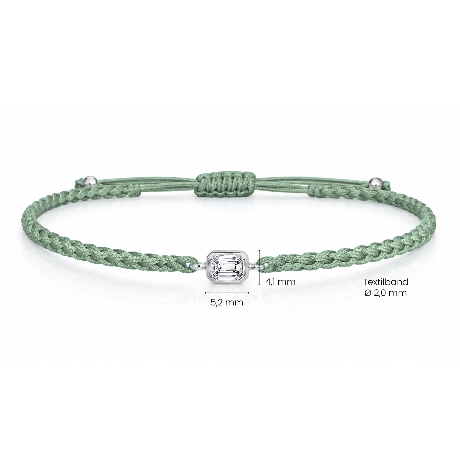 ELARA Textilarmband grün mit 0.20 ct. Lab Grown Diamond