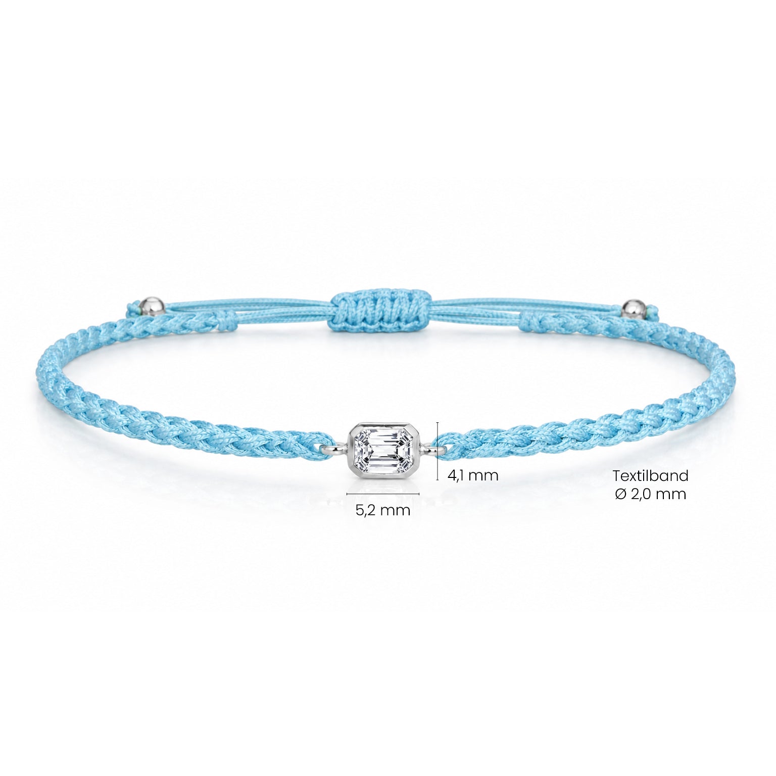ELARA Textilarmband hellblau mit 0.20 ct. Lab Grown Diamond