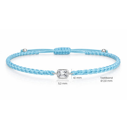 ELARA Textilarmband hellblau mit 0.20 ct. Lab Grown Diamond