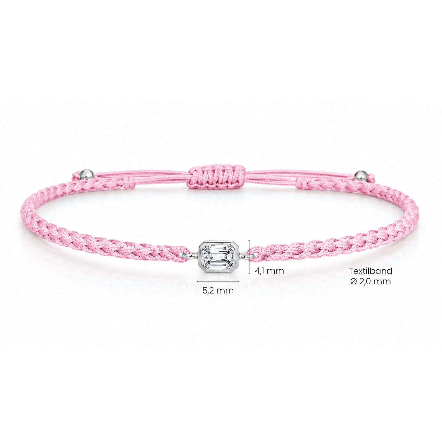 ELARA Textilarmband rosa mit 0.20 ct. Lab Grown Diamond