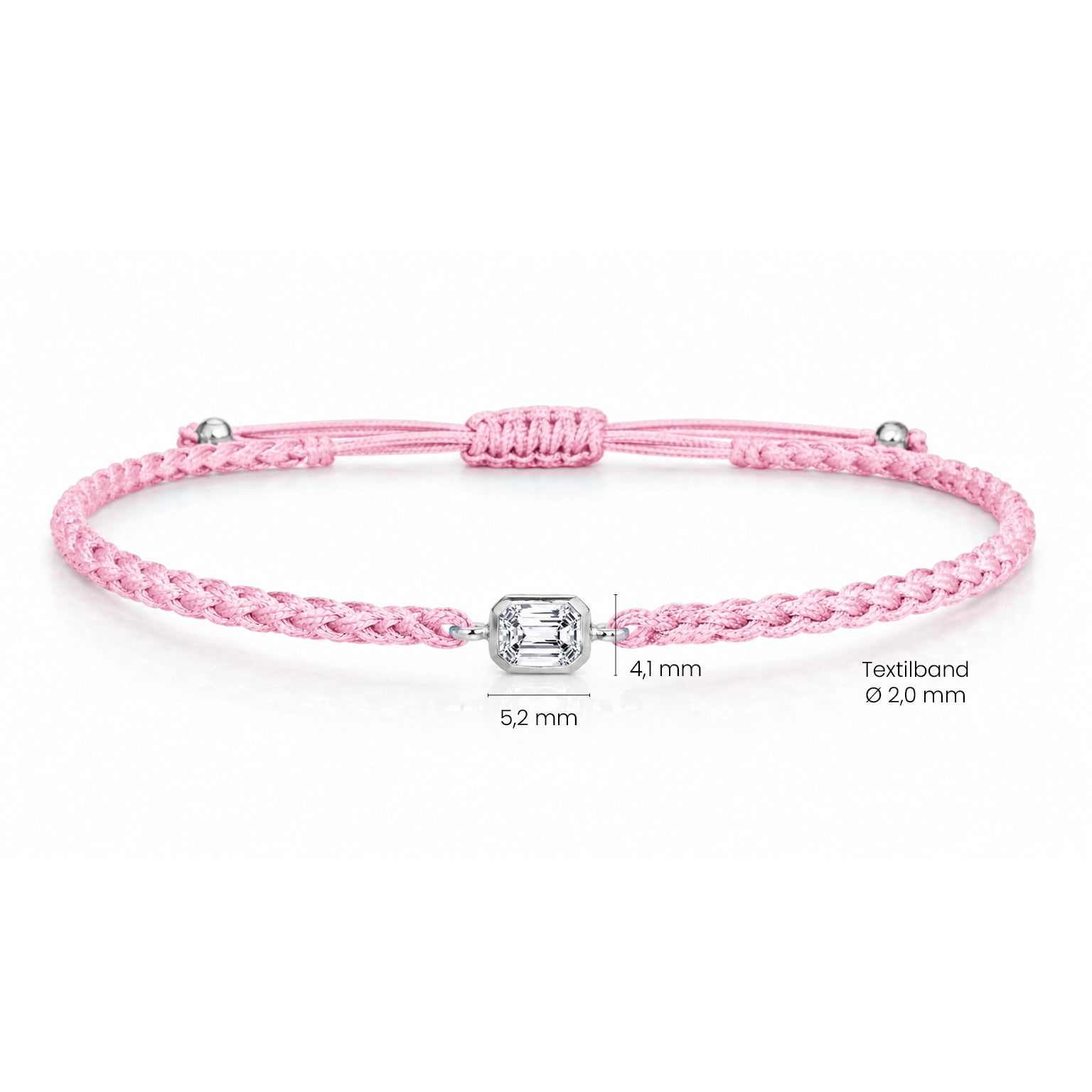 ELARA Textilarmband rosa mit 0.20 ct. Lab Grown Diamond