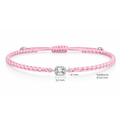 ELARA Textilarmband rosa mit 0.20 ct. Lab Grown Diamond