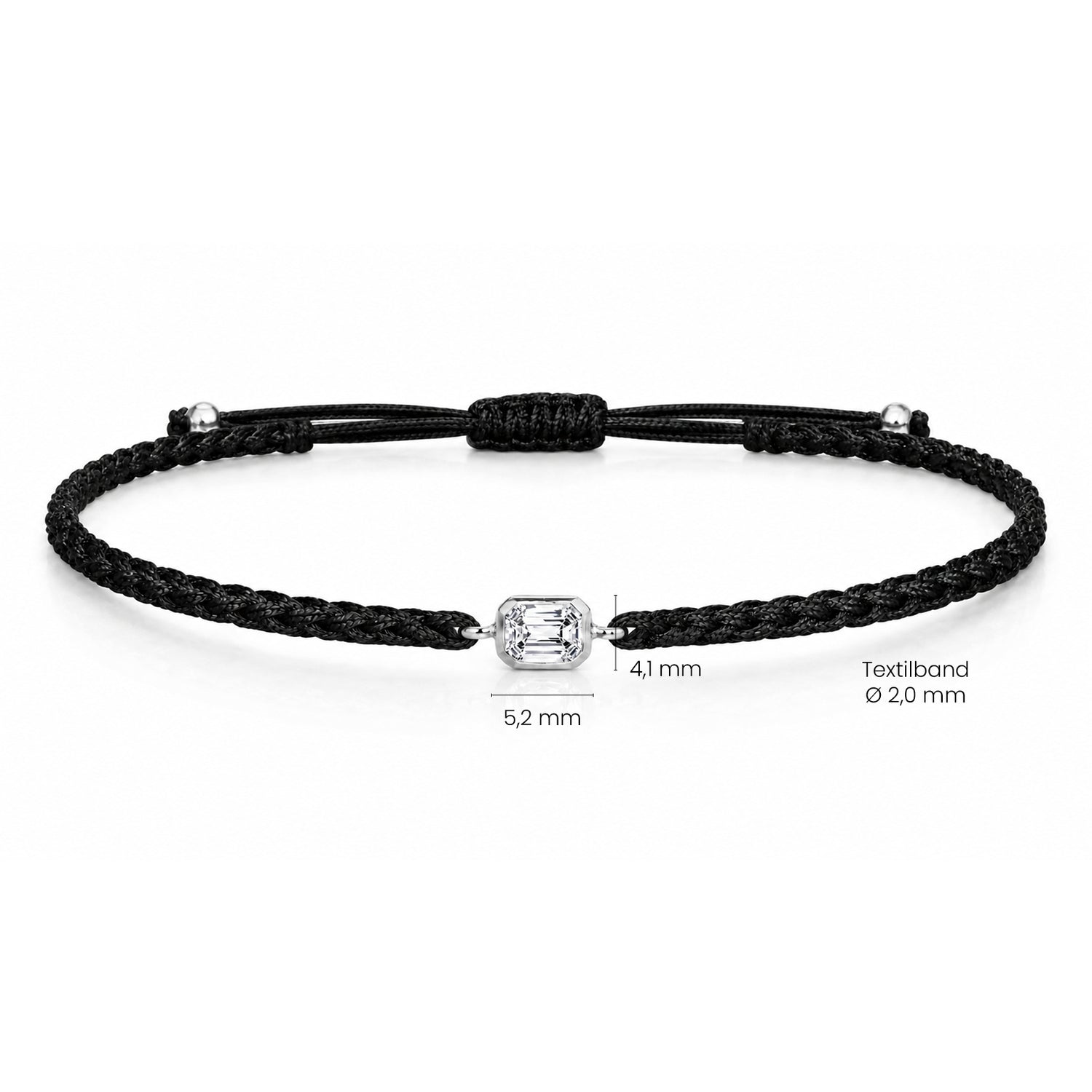 ELARA Textilarmband schwarz mit 0.20 ct. Lab Grown Diamond