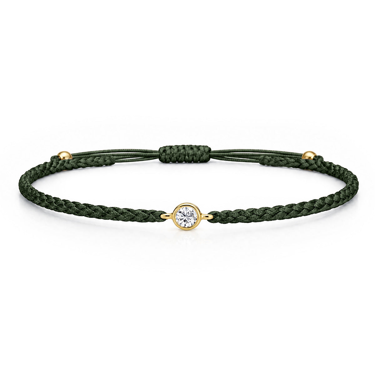SOLEA Textilarmband dunkelgrün mit 0.20 ct. Lab Grown Diamond