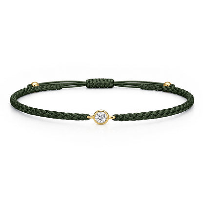 SOLEA Textilarmband dunkelgrün mit 0.20 ct. Lab Grown Diamond