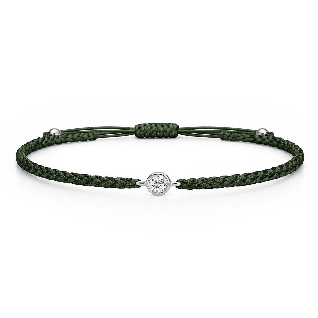 SOLEA Textilarmband dunkelgrün mit 0.20 ct. Lab Grown Diamond