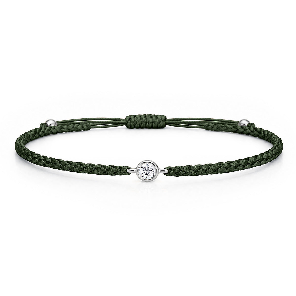 SOLEA Textilarmband dunkelgrün mit 0.20 ct. Lab Grown Diamond