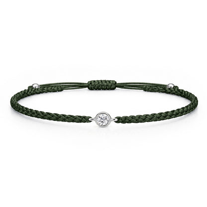 SOLEA Textilarmband dunkelgrün mit 0.20 ct. Lab Grown Diamond