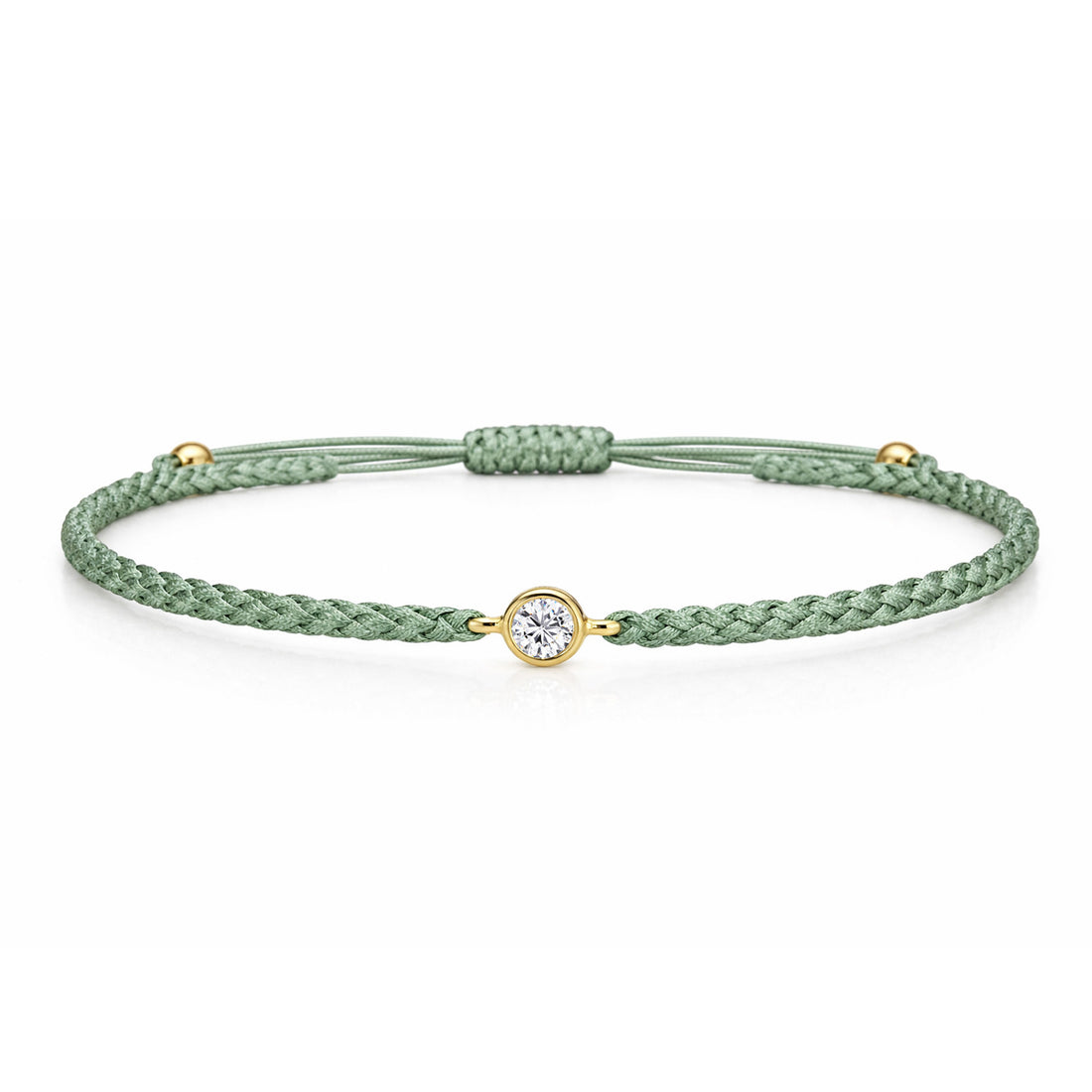 SOLEA Textilarmband grün mit 0.20 ct. Lab Grown Diamond