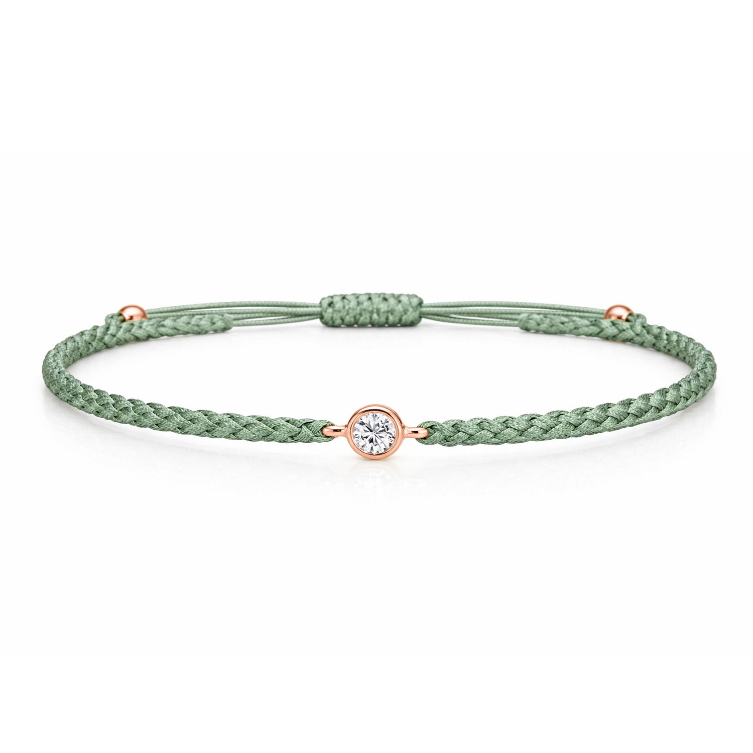 SOLEA Textilarmband grün mit 0.20 ct. Lab Grown Diamond