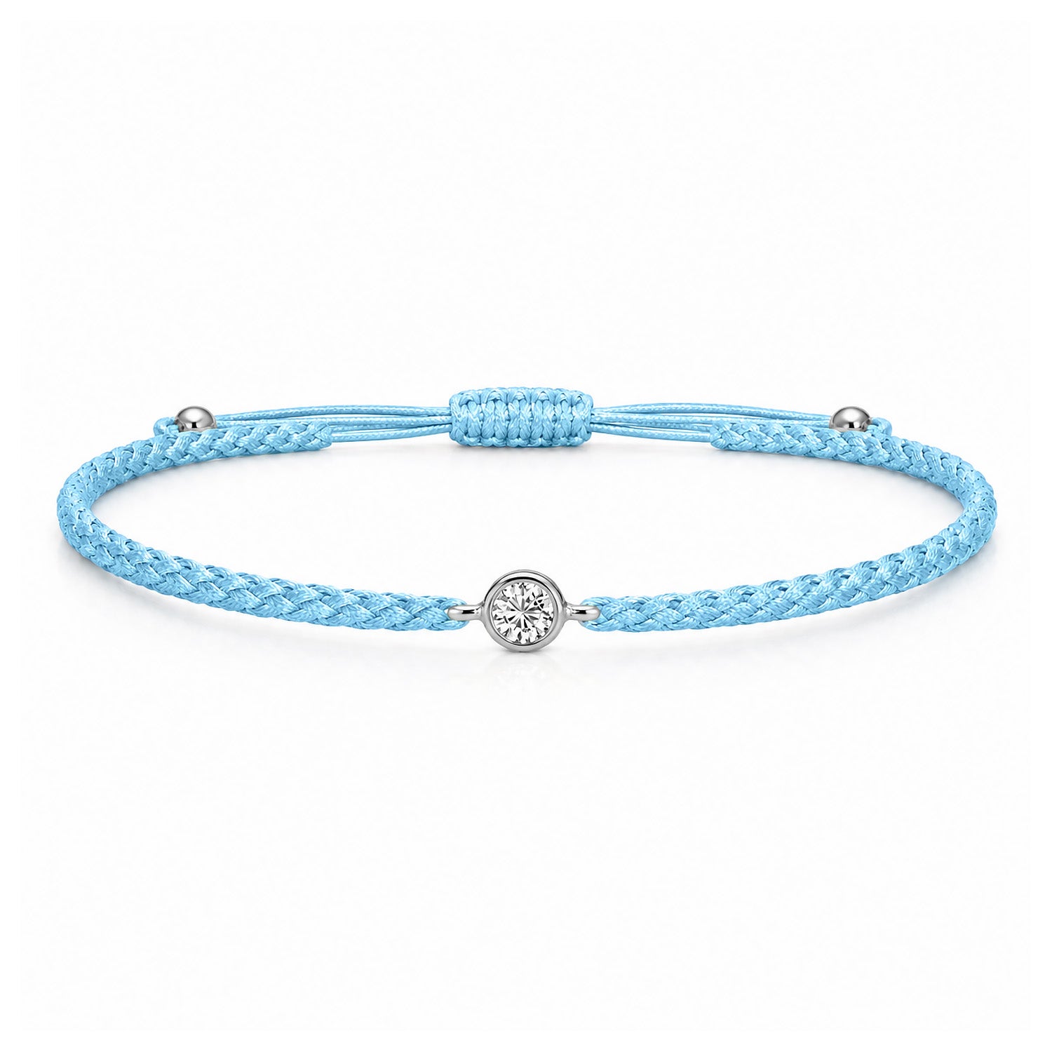 SOLEA Textilarmband hellblau mit 0.20 ct. Lab Grown Diamond