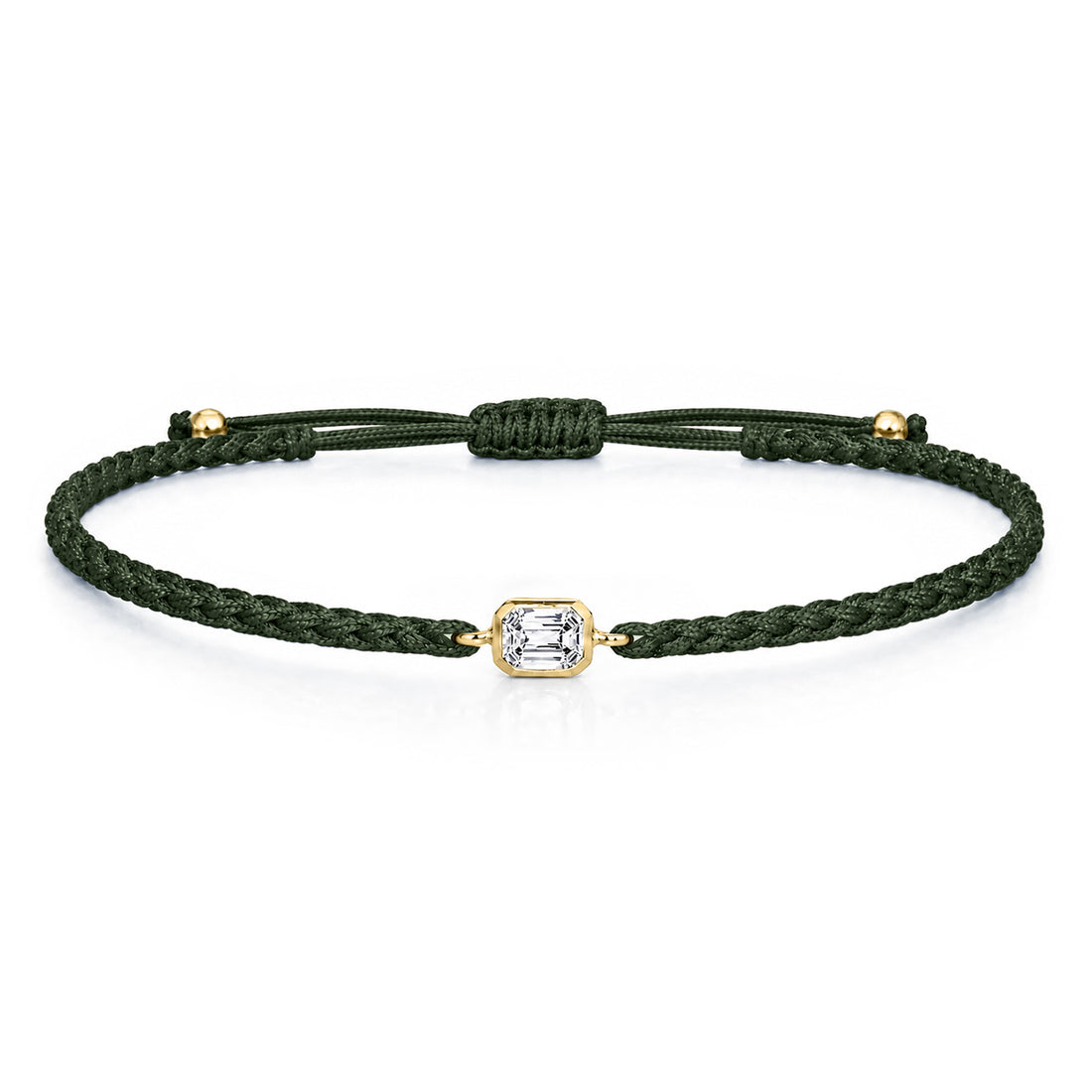 ELARA Textilarmband dunkelgrün mit 0.20 ct. Lab Grown Diamond