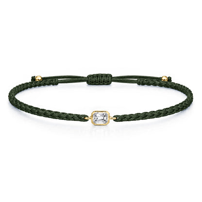 ELARA Textilarmband dunkelgrün mit 0.20 ct. Lab Grown Diamond