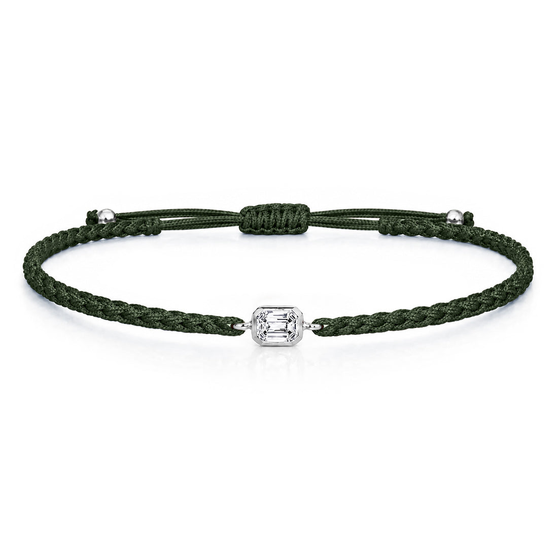 ELARA Textilarmband dunkelgrün mit 0.20 ct. Lab Grown Diamond