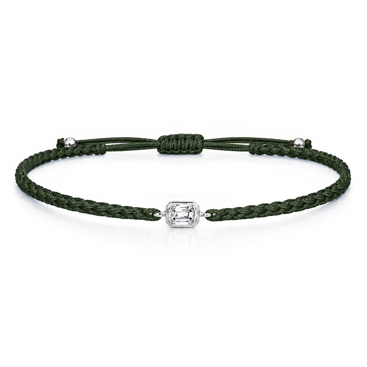 ELARA Textilarmband dunkelgrün mit 0.20 ct. Lab Grown Diamond