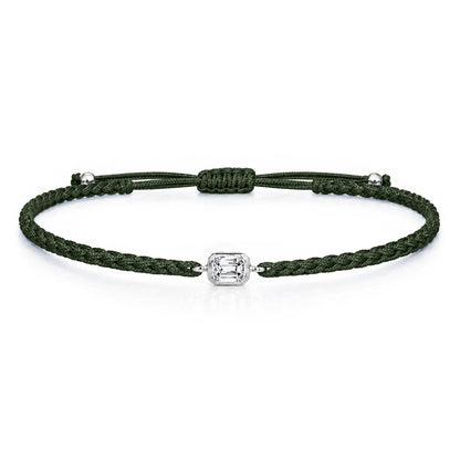 ELARA Textilarmband dunkelgrün mit 0.20 ct. Lab Grown Diamond