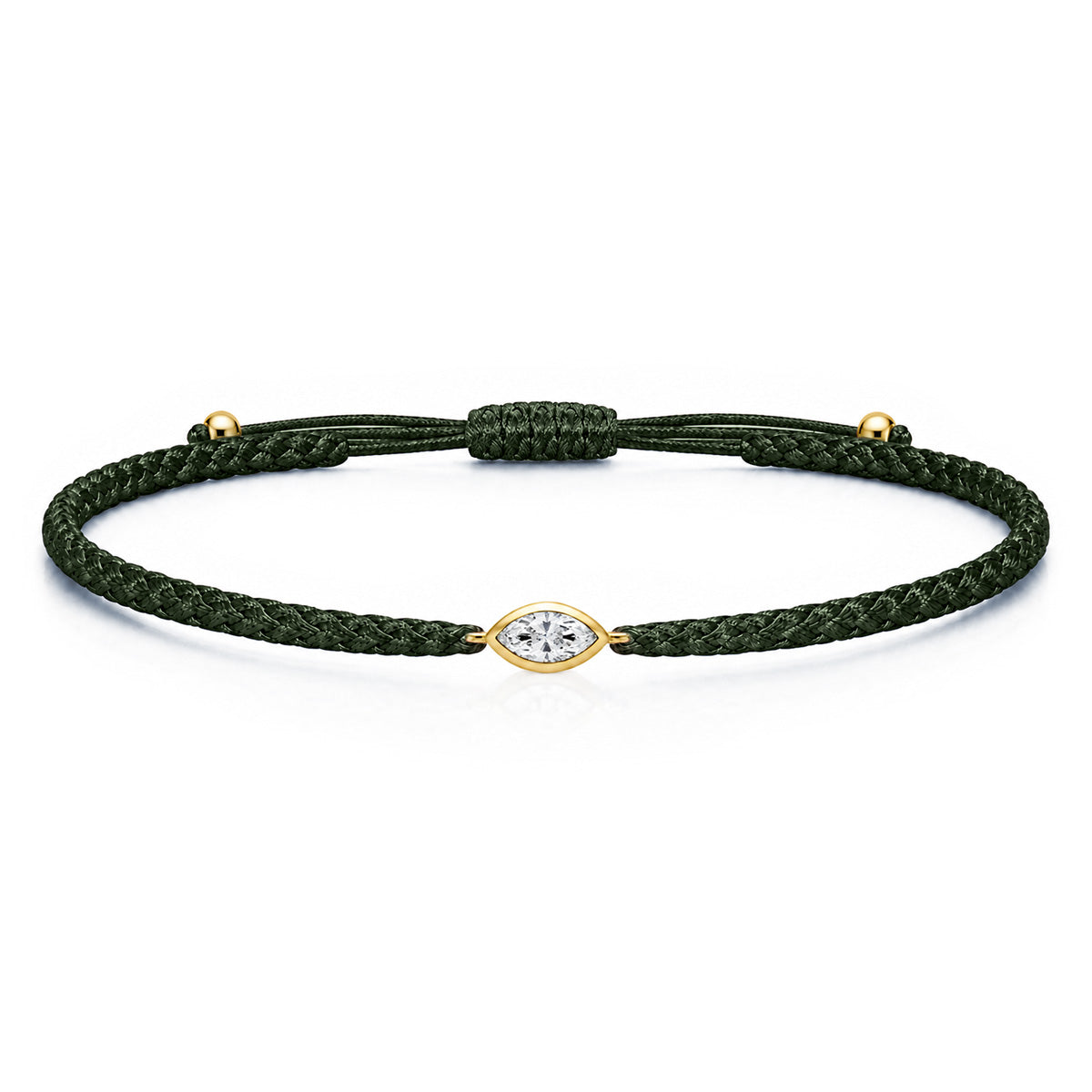 VELIA Textilarmband dunkelgrün mit 0.20 ct. Lab Grown Diamond